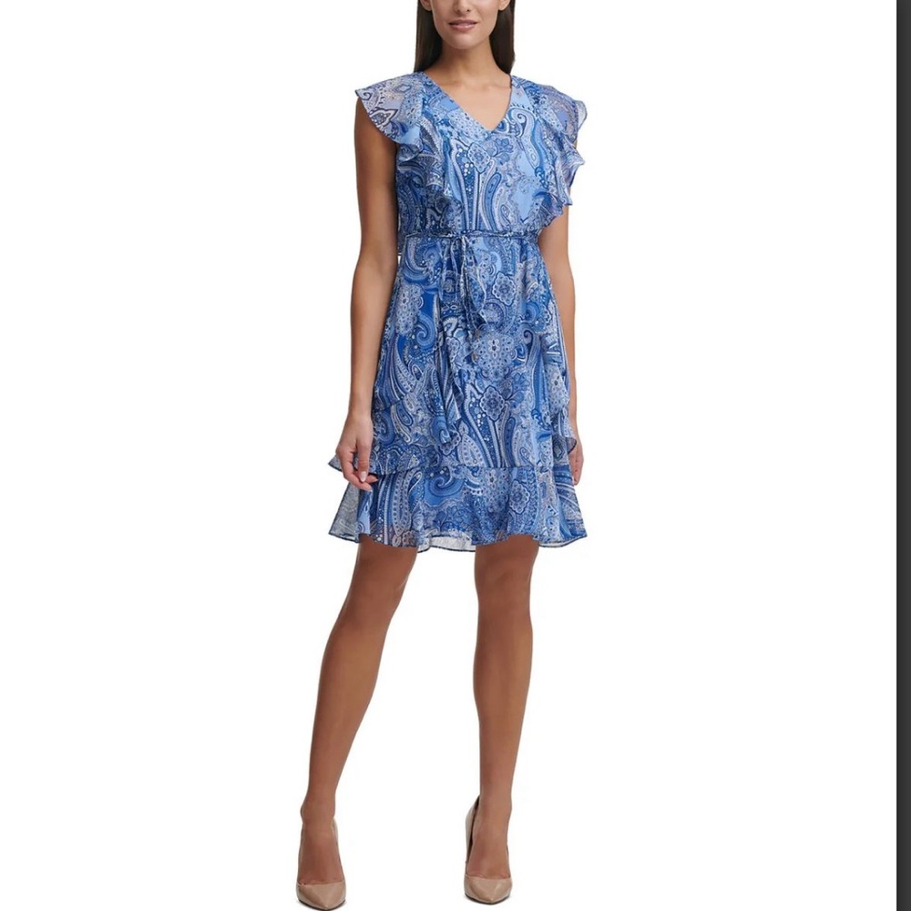 TOMMY HILFIGER
Petite Printed Ruffled A-Line Dress